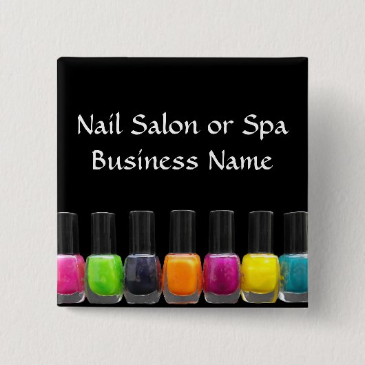 Kleurrijke Nail-Poolse flessen, nagelzout Vierkante Button 5,1 Cm (Voorkant)