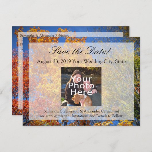 Kleurrijke najaarbomen sparen de Datum Aankondigingskaart (Voorkant / Achterkant)