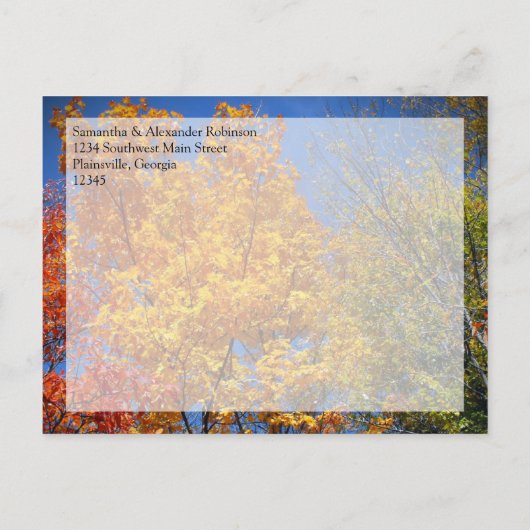 Kleurrijke najaarbomen sparen de Datum Aankondigingskaart (Achterkant)