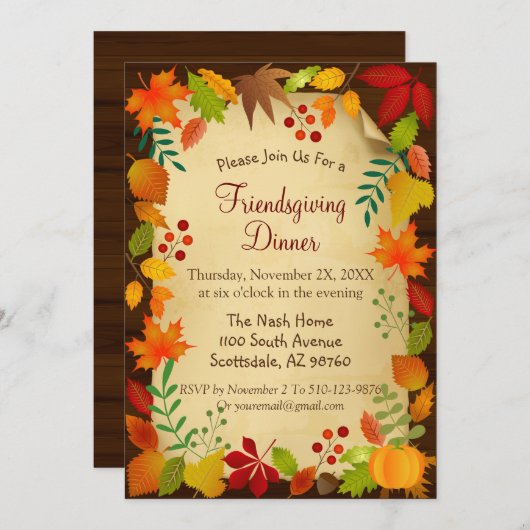 Kleurrijke najaarsvulling voor Thanksgiving Kaart (Voorkant / Achterkant)