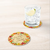 Kleurrijke najaarsvulling voor Thanksgiving Ronde Kartonnen Onderzetter (Insitu)