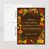 Kleurrijke najaarsvulling voor Thanksgiving Uitnodiging Briefkaart (Voorkant / Achterkant)