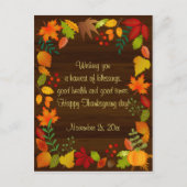 Kleurrijke najaarsvulling voor Thanksgiving Uitnodiging Briefkaart (Voorkant)