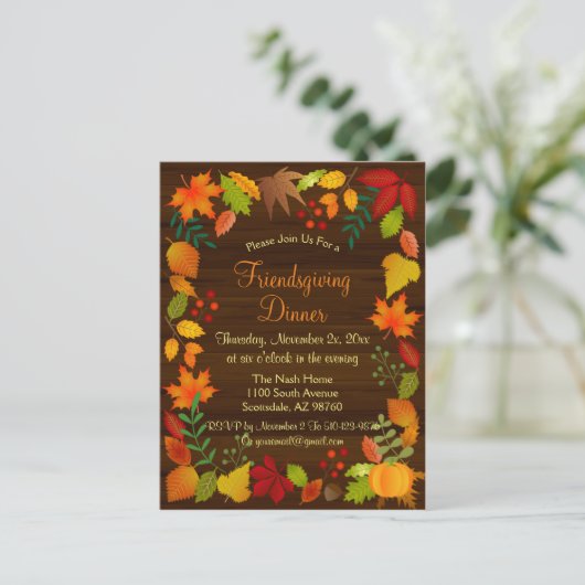 Kleurrijke najaarsvulling voor Thanksgiving Uitnodiging Briefkaart (Staand voorkant)