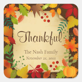 Kleurrijke najaarsvulling voor Thanksgiving Vierkante Sticker