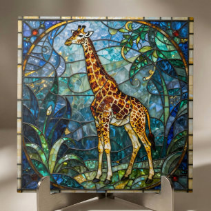 Kleurrijke namaak glas-in-lood giraf mozaïek kunst tegeltje