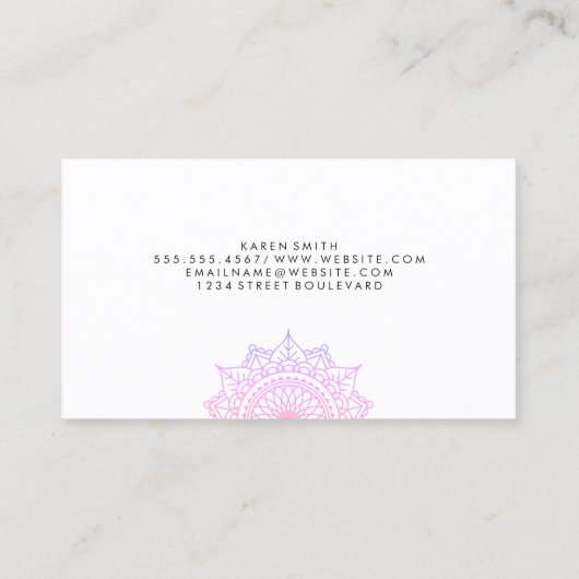 Kleurrijke Namaste Yoga Tribal Patroon Visitekaartje (Achterkant)