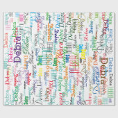 kleurrijke namen. aangepaste multicolverkleuringen cadeaupapier (Vlak)