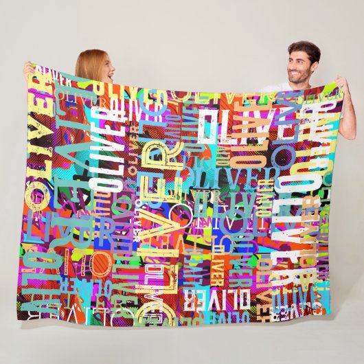 Kleurrijke namen Gerepliceerde Kunstpatroon Typogr Fleece Deken (In situ)