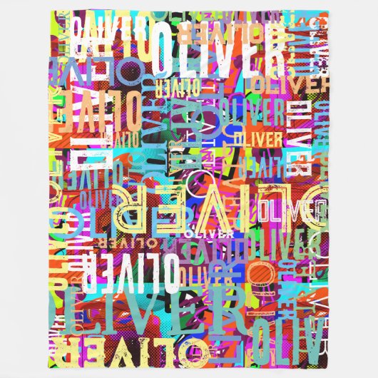 Kleurrijke namen Gerepliceerde Kunstpatroon Typogr Fleece Deken (Voorkant)