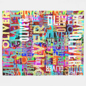 Kleurrijke namen Gerepliceerde Kunstpatroon Typogr Fleece Deken (Voorkant (Horizontaal))