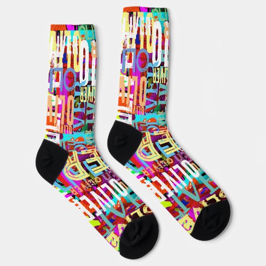 Kleurrijke namen Gerepliceerde Kunstpatroon Typogr Sokken (Rechts)