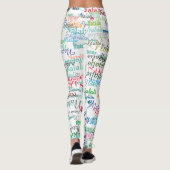 Kleurrijke Namen patroon gepersonaliseerd op wit Leggings (Achterkant)