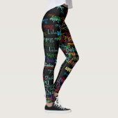 Kleurrijke namen patroon gepersonaliseerd zwart leggings (Rechts)