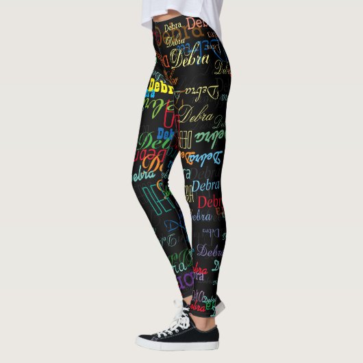 Kleurrijke namen patroon gepersonaliseerd zwart leggings (Links)