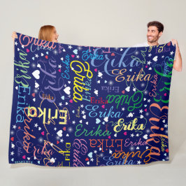 Kleurrijke Namen Schattige Hearts en Stars all-ove Fleece Deken