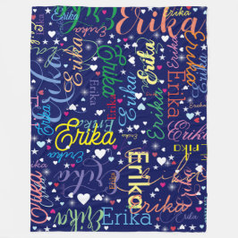 Kleurrijke Namen Schattige Hearts en Stars all-ove Fleece Deken