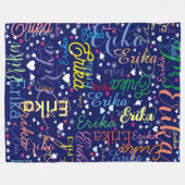 Kleurrijke Namen Schattige Hearts en Stars all-ove Fleece Deken (Voorkant (Horizontaal))