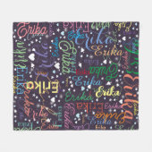 Kleurrijke Namen Schattigee Harten en Sterren op I Fleece Deken (Voorkant (Horizontaal))