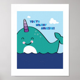 Kleurrijke Narwal Illustratie | Oceandier Kunst Poster