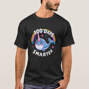 Kleurrijke Narwal Magische 100 Dagen Mijlpaal Vier T-shirt