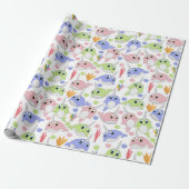 Kleurrijke Narwals Voor Kinderen Cadeaupapier (Uitgerold)