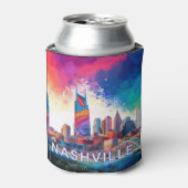 Kleurrijke Nashville Abstracte kunst Blikjeskoeler (Blikje Voorkant)