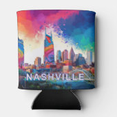 Kleurrijke Nashville Abstracte kunst Blikjeskoeler (Achterkant)