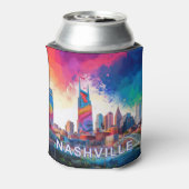 Kleurrijke Nashville Abstracte kunst Blikjeskoeler (Blikje Achterkant)