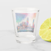 Kleurrijke Nashville Skyline Abstracte kunst Shot Glas (Achterkant)