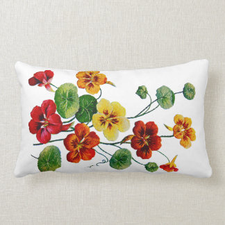 Kleurrijke Nasturtiums Nep Geborduurd Kussen