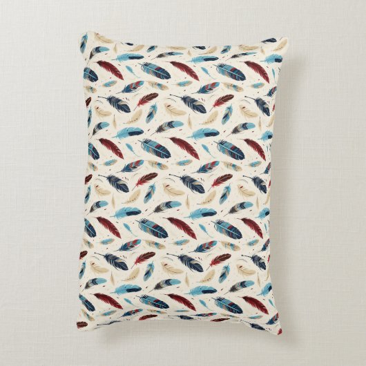 Kleurrijke Native American Feather Patroon Accent Kussen (Achterkant (Verticaal))