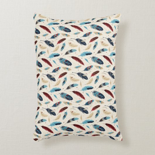 Kleurrijke Native American Feather Patroon Accent Kussen (Voorkant(Verticaal))