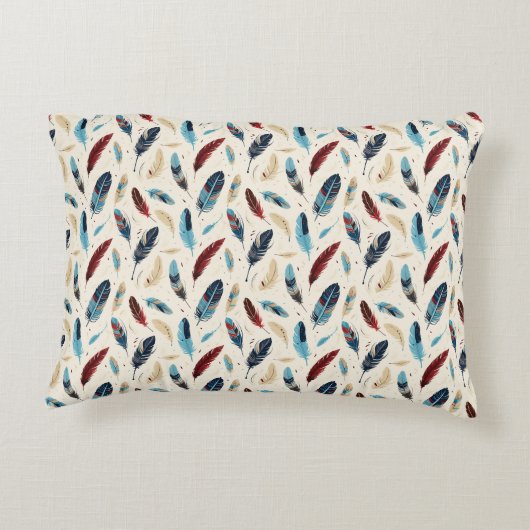 Kleurrijke Native American Feather Patroon Accent Kussen (Achterkant)