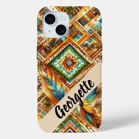 Kleurrijke Native American Print iPhone Case (Achterkant)