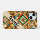 Kleurrijke Native American Print iPhone Case iPhone 15 Case (Achterkant horizontaal)