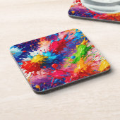Kleurrijke natte verf splash ontwerp bier onderzetter (Linkerzijde)