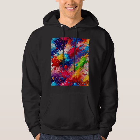 Kleurrijke natte verf splash ontwerp hoodie (Voorkant)