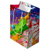 Kleurrijke natte verf splash ontwerp medium cadeauzakje (Voorkant Gekanteld)