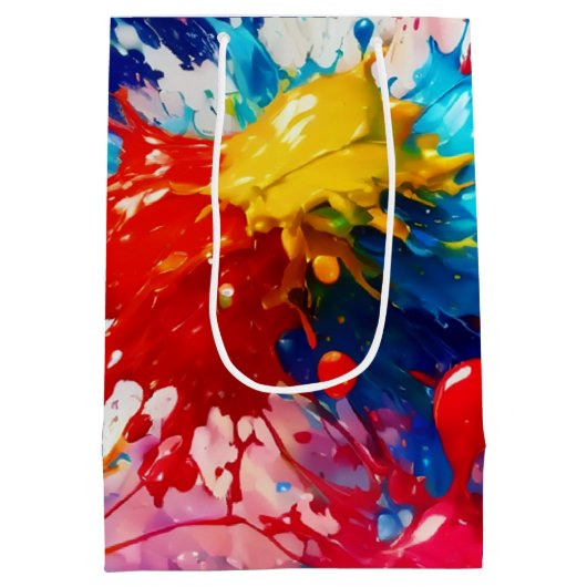 Kleurrijke natte verf splash ontwerp medium cadeauzakje (Achterkant)