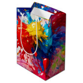 Kleurrijke natte verf splash ontwerp medium cadeauzakje (Achterkant Gekanteld)