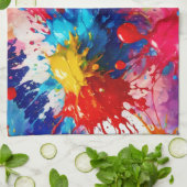 Kleurrijke natte verf splash ontwerp theedoek (Gevouwen)