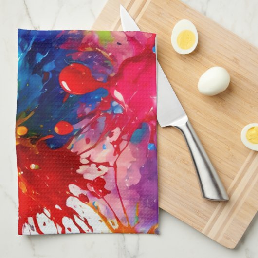 Kleurrijke natte verf splash ontwerp theedoek (Quarter Fold)