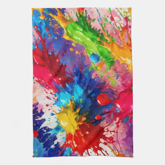 Kleurrijke natte verf splash ontwerp theedoek (Verticaal)