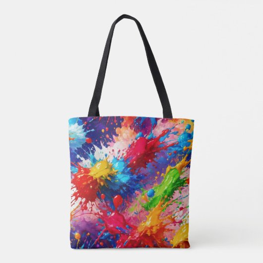 Kleurrijke natte verf splash ontwerp tote bag (Achterkant)