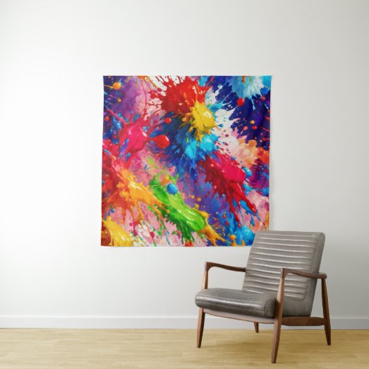 Kleurrijke natte verf splash ontwerp wandkleed (In Situ (horizontaal))