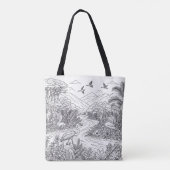 Kleurrijke Natuur Dierenlandschap op een Kleurplaa Tote Bag (Achterkant)