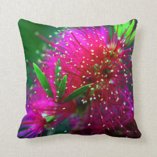 Kleurrijke Natuur Floral Hot Pink Neon Green Flowe Kussen