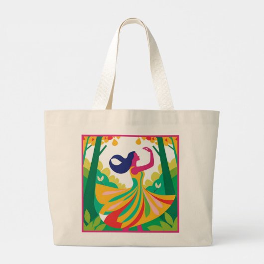 Kleurrijke Natuur-geïnspireerde Canvas tas (Achterkant)