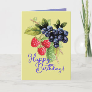 Kleurrijke natuur met bessen Happy Birthday Kaart